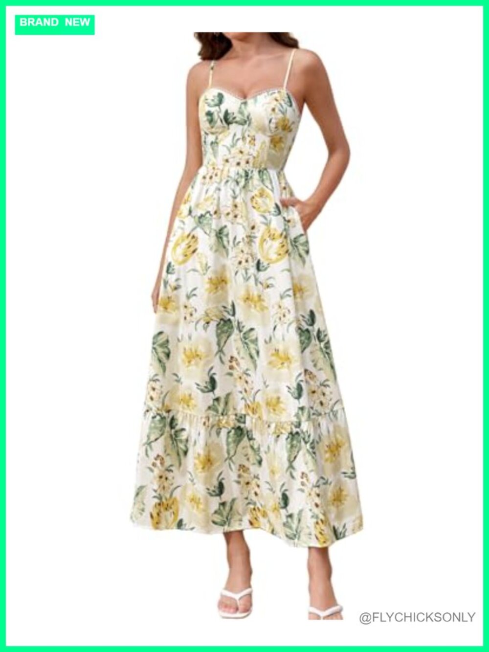 Floral Flowy A Line Corset Maxi Dress Sweetheart Lace Trim Summer